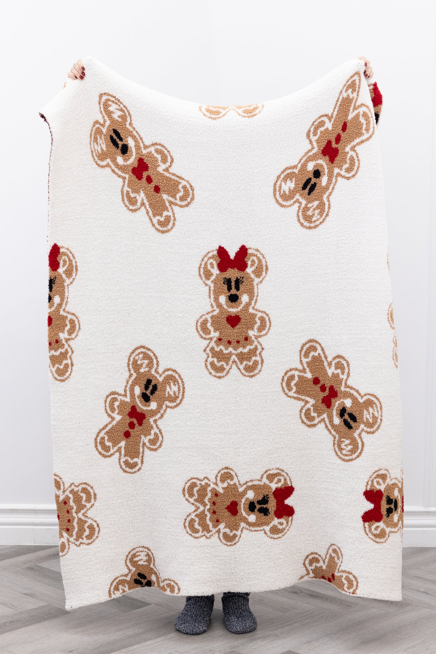 Mickey and Minnie Gingerbread Knitted Throw Blanket